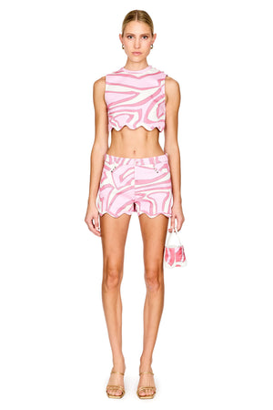 Labirinto Print Gabardine Shorts