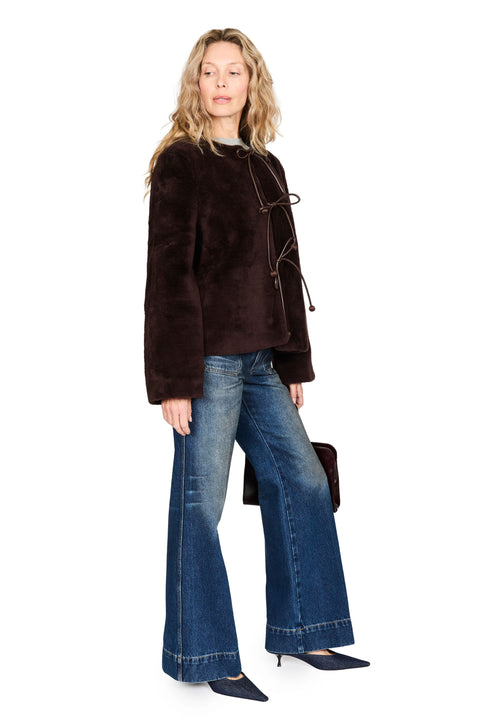 Annie Shearling Long Sleeve Coat