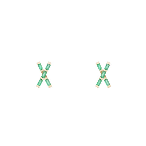X Marks the Spot Studs in Emerald
