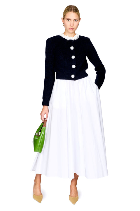 Flower Pearl Trim Knit Jumper