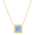 Yellow gold square necklace with diamond and opal charm
