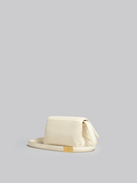Back and side angle of the ivory leather bag
