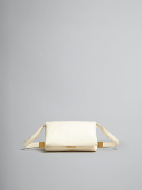 Ivory puffy leather bag with crossbody strap