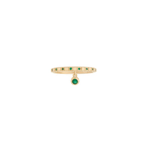 Dancing Ring In 14K Set With Genuine Emeralds